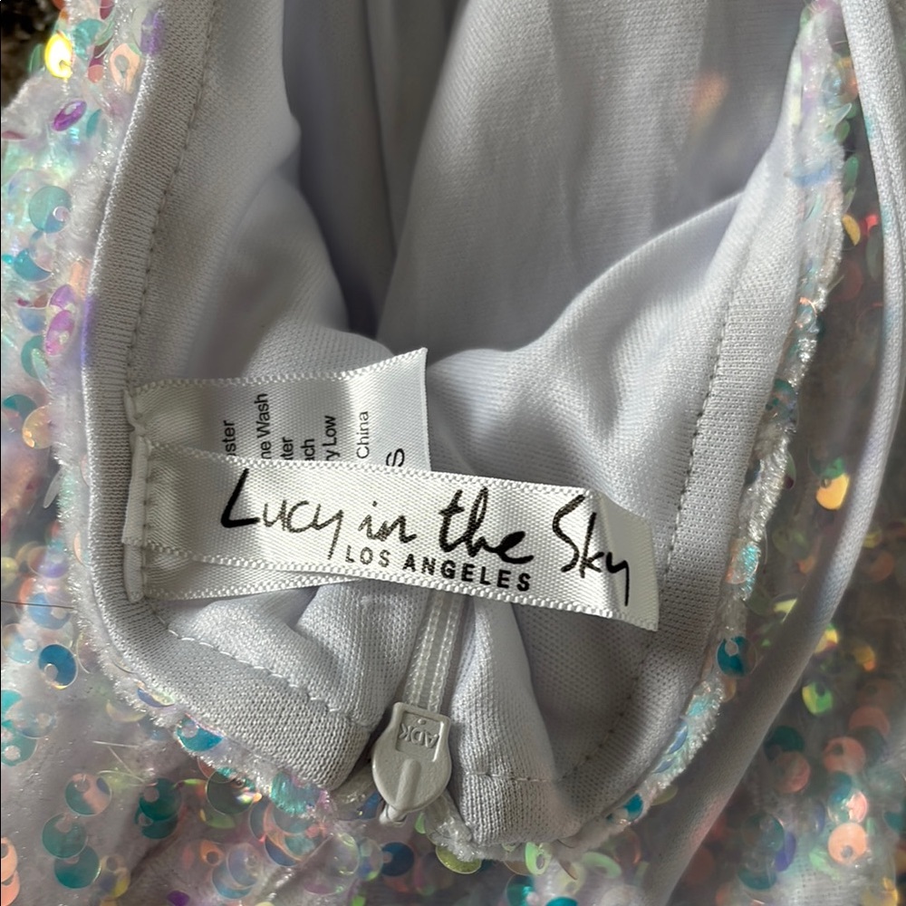Sequin White Hoco Dress - Picture 2 of 3